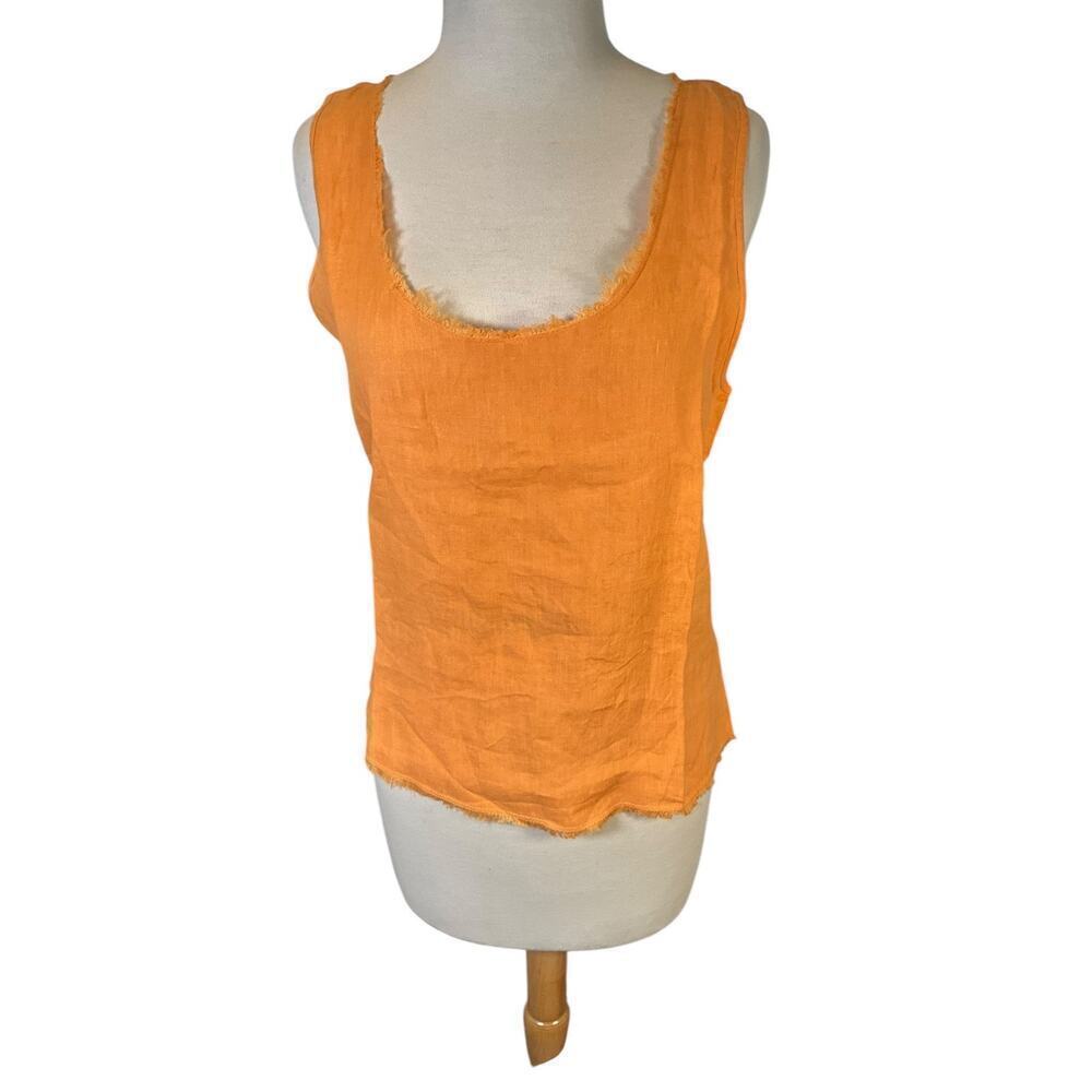 Krisa Linen Racerback Tank in Mustard NWT Size Small Short Fringe Top & Bottom